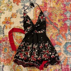 Floral Embroidered Halter Romper/Dress